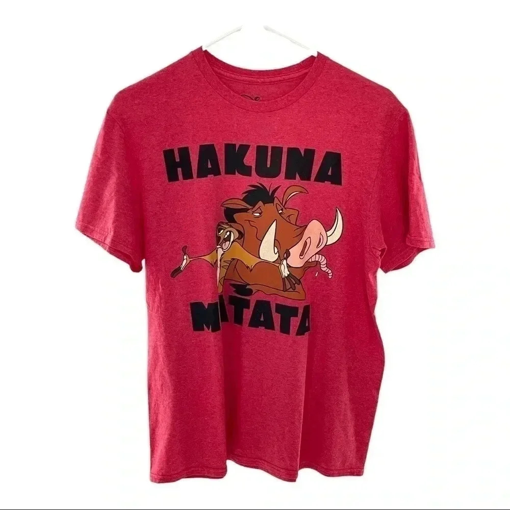 Disney Hakuna Matata Red Short Sleeved Shirt Sz Medium